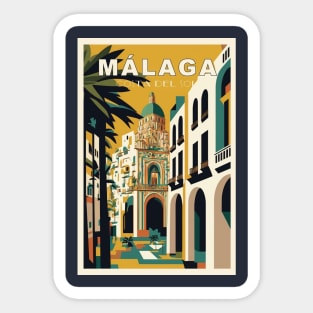 Malaga Costa Del Sol Vintage Art Advertising Tourism Print Sticker